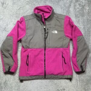 The North Face Denali Fleece Jacket Womens M Pink Gray Polartec Full Zip Outdoor